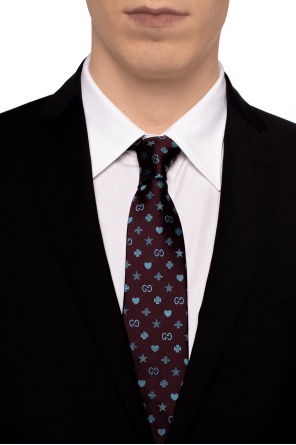 Silk tie with logo pattern, zdjęcie 2 Silk tie with logo pattern od Gucci